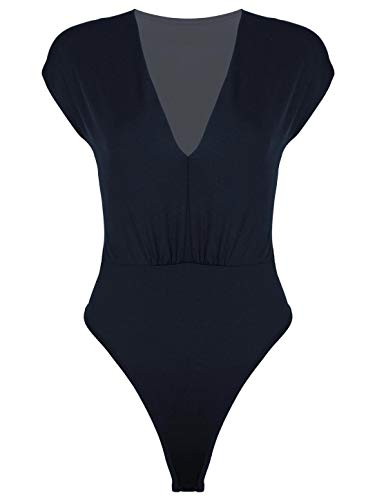 Débardeur bleu col en V femme FEESHOW taille S pour look été