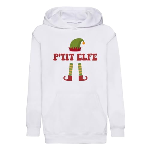 Sweat à capuche enfant p'tit elfe de Noël en coton premium