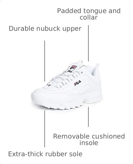 Image of Fila Men's Disruptor 2 Lightweight Comfortable Everyday Casual Stylish Low-Top Trainer Shoes