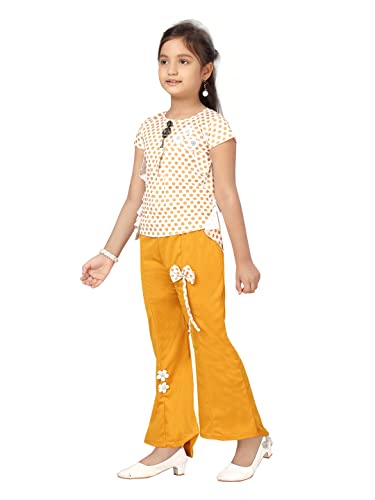 Image of Aarika Girls Yellow Color Polka Dot Pattern Top & Pant Set