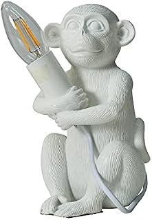 Pair of - Modern Metallic Gold Painted Baby Monkey Design Table Lamps