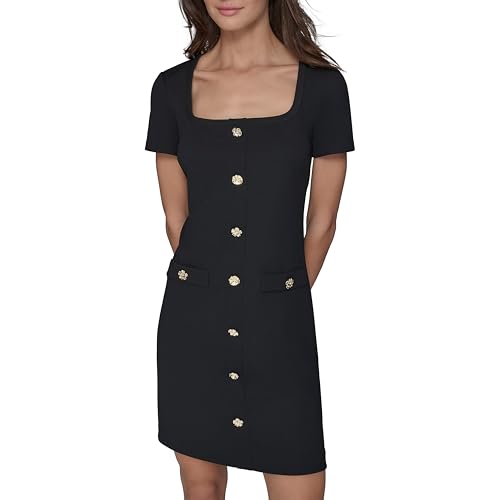 karl lagerfeld black dress with gold buttons Chanel By Karl Lagerfeld Button-Embellished Little Black Dress, FW  1990-1991 For Sale at 1stDibs