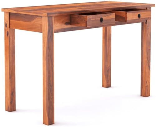 Image of Solid Sheesham Wooden Study Table & Desk with Drawer for Office and Home | Computer Laptop Table | Reading & Writing Desk | Laptop Desk (Honey E)