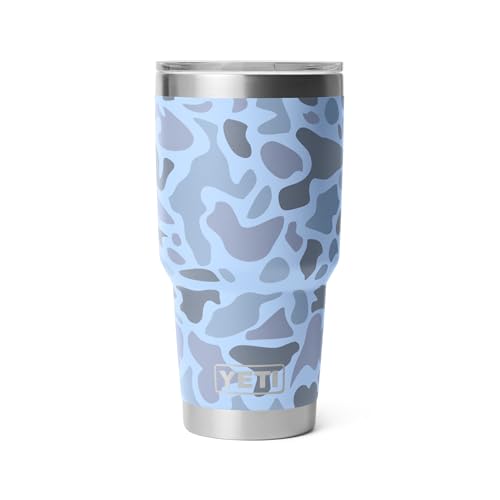 YETI Rambler 30 oz Tumbler, Stainless Steel, Vacuum Insulated with MagSlider Lid, Blue Camo