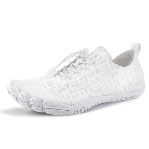 OKESYO Unisex badskor, kvinnor, män, barfotaskor, halkfri, mjuk sula, vattenskor, andas, simskor, snabbtorkande, vattenskor, storlek 35–47, Stil 2 vit, 44 EU