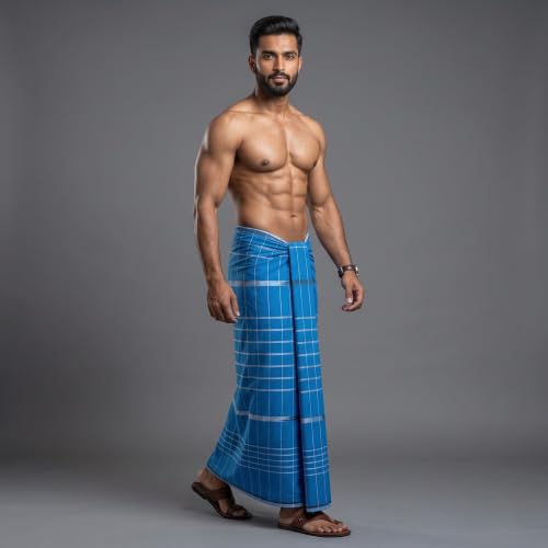 Image of Men's Cotton Lungi | Soft Breathable Wrap Around Lungi | Comfortable Daily & Home Wear for Men