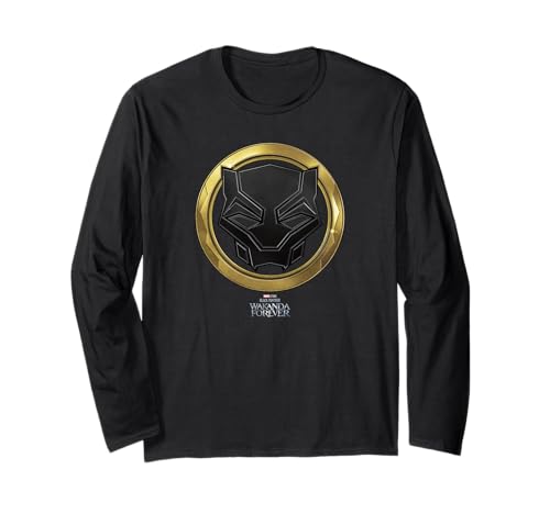 T-shirt Black Panther Wakanda Forever haut de gamme à manches longues et détails en métal