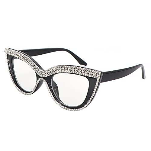 Fuprecious Cat Eye Reading Glasses Bling Rhinestone Magnified Blue Light Blocking Reader Glasses thumb #1