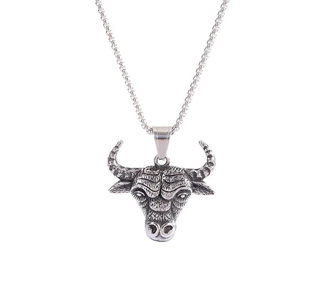 Stainless Steel Bull Head Pendant for Men | Heavy Tribal Ox Necklace | Biker Style Animal Head Chain | Vintage Silver Tone Jewellery-image-12