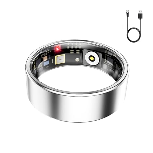 Image of Smart Ring Health Tracker for Women & Men, No App Subscription, Tracking Steps, Calories, Sleep Monitor & Heart Rate, Compatible with iOS & Android (Silver, 8)
