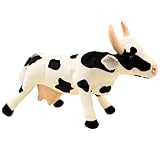 ELAINREN Realistic Milk Cow Stuffed Farm Animals Toy Lifelike Holstein Calf Plush Doll Simulation Cattle Plushies Gifts/38cm