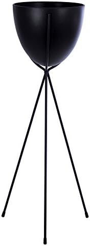 Classic & Timeless Minimalist Bullet Planter with Stand, 9.5 x 20.5 x 8.5 inches, Black