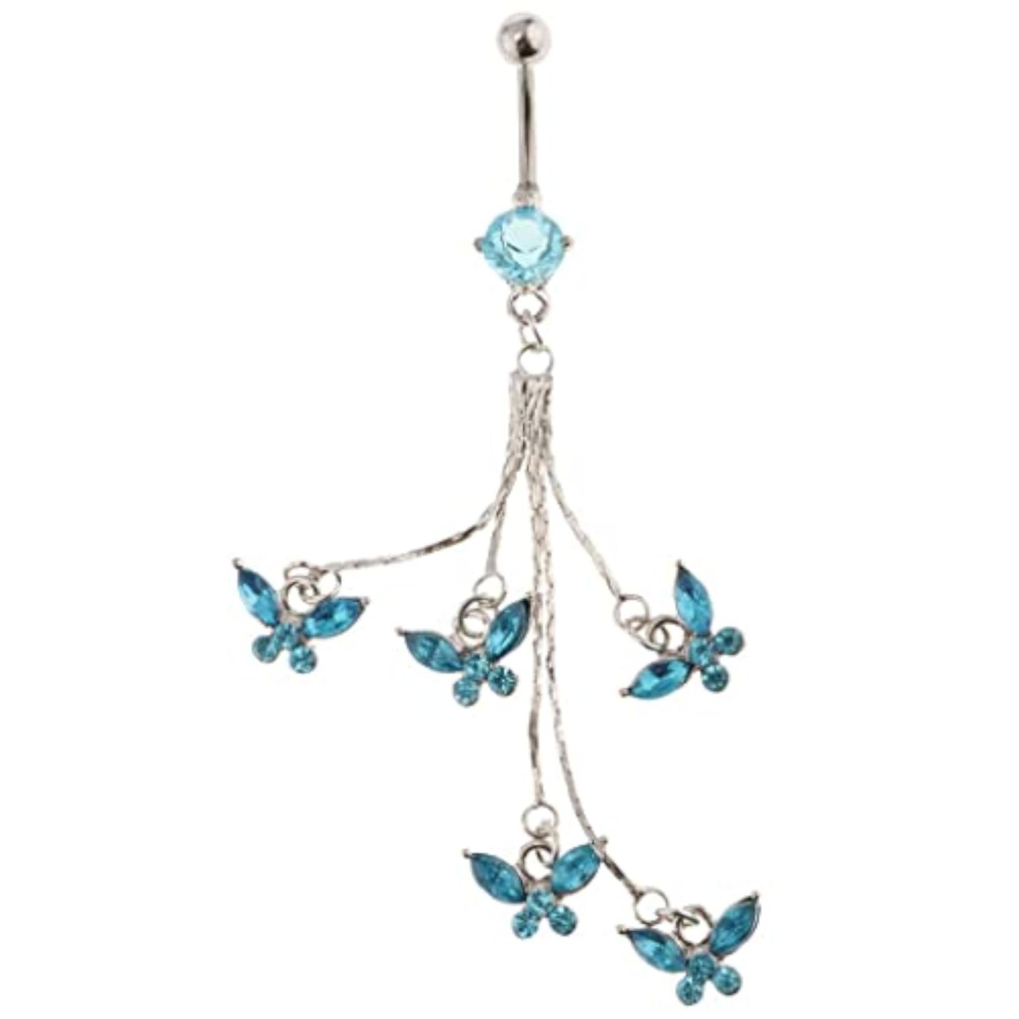 14G Crystal Tassels Butterflies Belly Button Rings