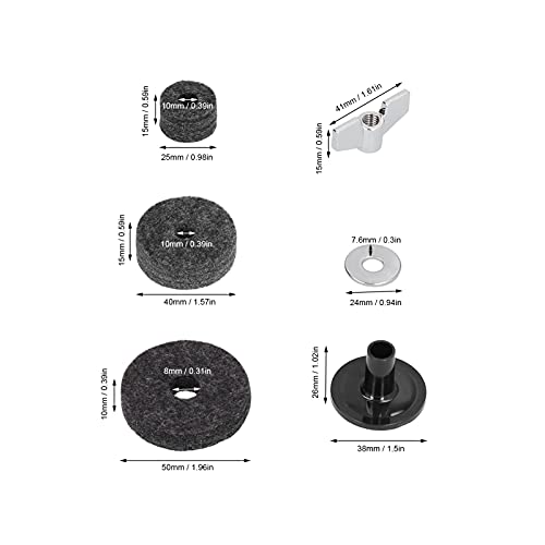 Schlagzeug-Set aus Filz, praktische Standardgröße Enthält 23-teilige Becken-Filz-Sets für Boom-Ständer für die meisten Schlagzeug-Sets