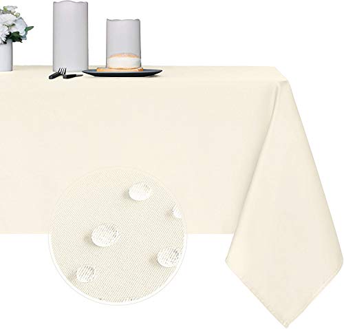 Obstal 210GSM Rectangle Table Cloth - Heavy Duty Water Proof Microfiber Tablecloth, Decorative Fabric Table Cover for Outdoor and Indoor Use (Ivory,60 x 120 Inch)