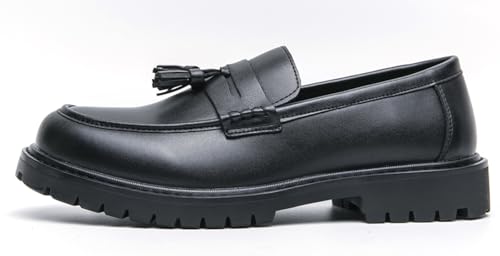Mens Loafers Casual Slip On Leather Boat Shoes Fashion Wedding Tassel Loafers Business Black Dress Shoes for Men2