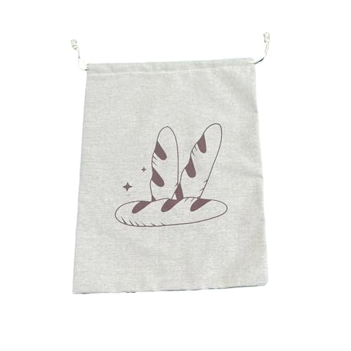 Práctica bolsa de pan de lino con cordón para un fácil almacenamiento, bolsa de tela duradera y transpirable, adecuada para frutas de pan