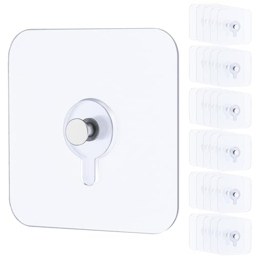 Uniclife 30 Pcs Self Adhesive Picture Hooks 40 lbs Load No Drill Screw Stickers 2.64" Heavy Duty Picture Hangers Without Nails Wall Hooks for Hanging Waterproof Frame Hangers Sticky Hooks for Bathroom