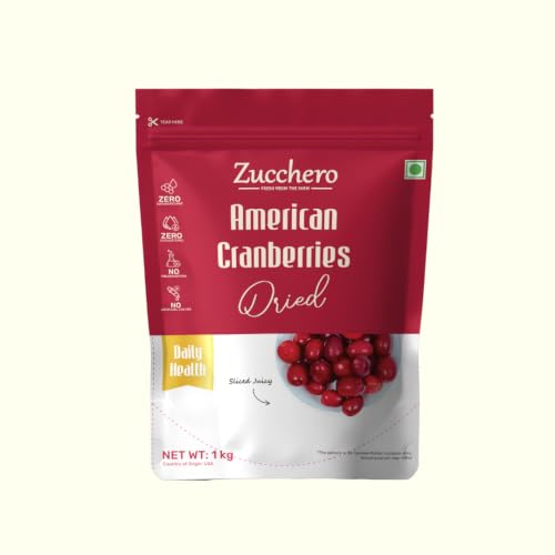 Image of Zucchero Premium Dried Cranberry, 1 kg | Sweet & Tangy | 99% Fat Free | Antioxidant Rich