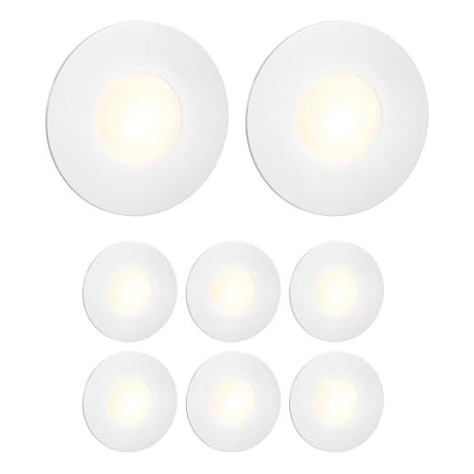 SN-TEC Bedienstab/Ziehstab / Ziehhaken für Bodentreppen und Oberlichter, Stab 100cm aus Holz und Haken aus Stahl 8 ledscom.de LED Treppen-Licht FEX Treppen-Leuchte, weiß, rund, 8,5cm Ø, 230V, warmweiß, 8 Stk.