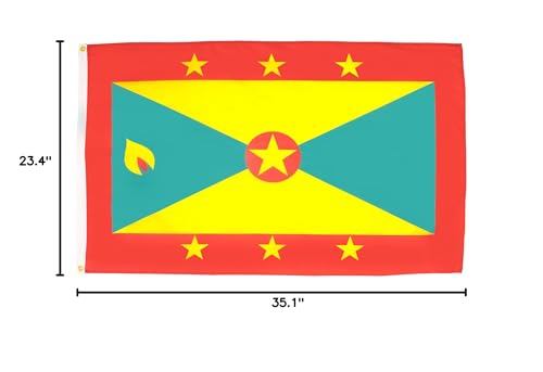 Image of AZ FLAG Set of 2 Grenada Flags - 90 x 60 cm - Grenadine Flag 100% Polyester with Integrated Metal Eyelets
