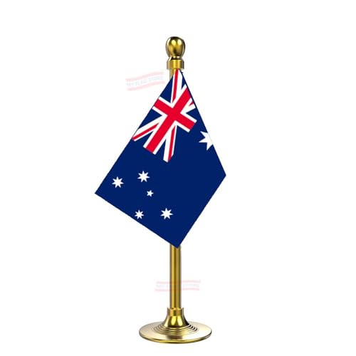 Image of The Flag Company Country flag for car dashboard | 2x3 Inch Flag with Elegant Golden Base & Pole | Car Dashboard Flag (Australia)