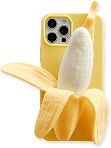 Yatchen Cute 3D Cartoon Case Compatible with iPhone 15 Unique Funny Banana Design Soft Decompression Silicone Case Ultra-Thin Non-Slip Shockproof Protective Case for iPhone