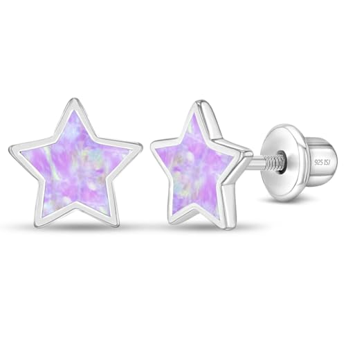 Boucles d'oreilles étoile argent 925 ado fille avec opale