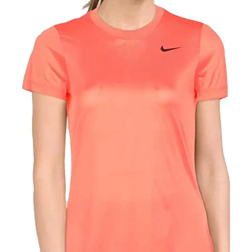 Image of Nike Women Polyester Regular Fit Solid Round Neck Orange T-Shirt