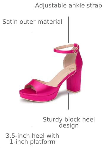Image of High Heels Chunky Platform Heels for Women Ankle Strap Comfy Open Toe Block Heeled Sandals Party Prom Wedding Dress Pumps