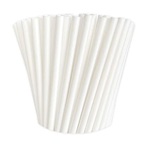 100 White Biodegradable Paper Straws Cover