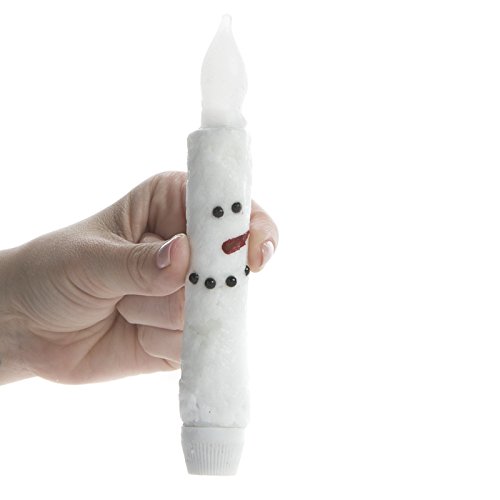 Image of Pack of 2 Snowman LED Battery Operated Taper Candles - Christmas Candles for Holiday Decorations (6-1 /4 inch x 7 /8 inch diam)
