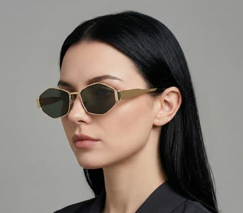 Image of TERRY & CO Retro Sunglasses for Women - Trendy Vintage 90s Metal Square Shades with 100% UV400 Protection | Lightweight Medium Aesthetic Sun Glasses for Ladies | Includes Protective Case