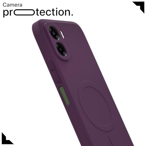 Image of Outlouders Back Cover for Oppo A6X 5G Soft Matte Silicone Cover with Slim Fit | Mag-Safe Logo (Not Mag-Safe Compatible) | Shockproof | Camera Protection Bumper Case (Purple)