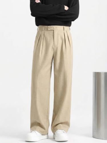 Image of Linen Pants for man | Relaxed Fit Korean Pants | Gurkha Trouser | Lower for Men | Elastic Waist Bottom wear | Straight Fit Casual Trousers | Formal Pant for Office & Wedding