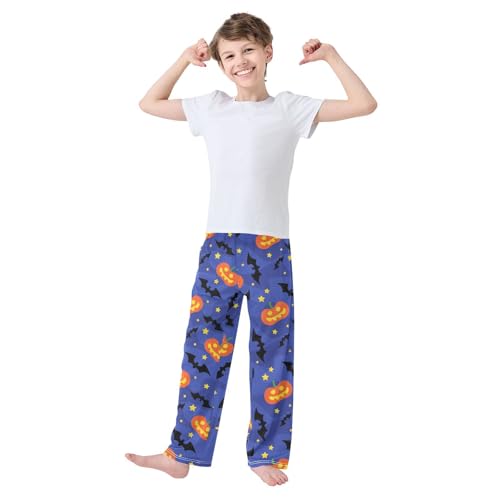 Boys' Pants Bat Pumpkin Halloween Long Bottoms Jogger Pants Elastic Waist Trousers with Pockets S-XL2