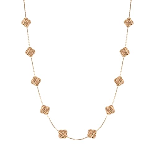 Billet-doux 18k Gold Plated Clover Necklace for Women, The Timelss Classic 10-Motif Four-Leaf Clovers Link Chain, Chunky Clover Necklace, Trendy Charm Jewelry Gifts