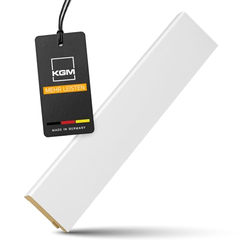 KGM Sockelleiste Modern – Weiß folierte MDF Fußbodenleiste – Maße: 2400 x 16 x 58 mm – 1 Stück