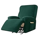 PENDEJATO Stretch Recliner Chair Covers, 4-Piece Ultra Soft Velvet Recliner Slipcovers Single Seat C