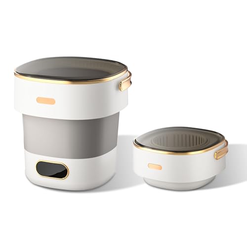 Creperture Machine à Laver Pliable avec Essoreuse, 15 L Machine à Laver Entièrement Automatique avec 3 Modes de Nettoyage, Mini Machine à Laver Camping pour...
