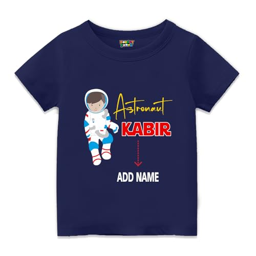 Image of Customised Astronaut Theme T Shirt Birthday Decoration for Boys - Kids Personalised Custom Return Gifts (cus-Astro-boy)