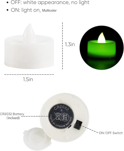 Image of Coku Flameless LED Tealight Candles Smokeless Battery Operated Non-Flickering Tea Lights, Electric Decorative Candle for Diwali, Wedding, Christmas, Gifting & Home Decoration (Multicolor, Pack of 20)