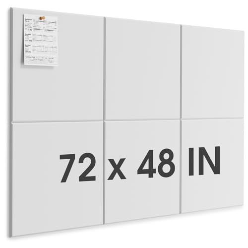Image of MaxGear Extra Large Bulletin Board 72 inch x 48 inch, White Felt Wall Tiles Pushpin