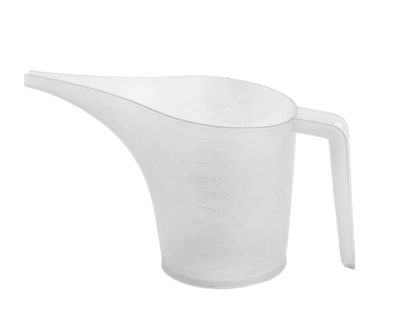 Smello's Pouring Jug, Measuring Jug, Long Spout Funnel Pitcher Multi Purpose, Cake, Soap Making Jug (max 900ml 1000ml Capacity) Microwave Safe (Plastic) (JUG 102)