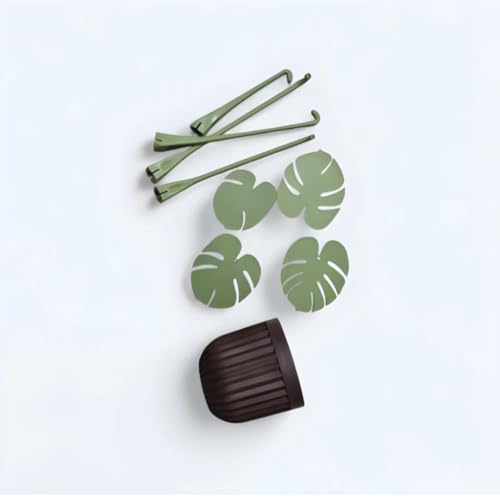 Image of SR Premium Monstera Leaf Coaster Set with Pot | Artificial Plants with Pot | Home decore | Multi-Purpose Heat Resistant Coasters & Table Trivets for Personal /Office /Home /Restaurant (1)