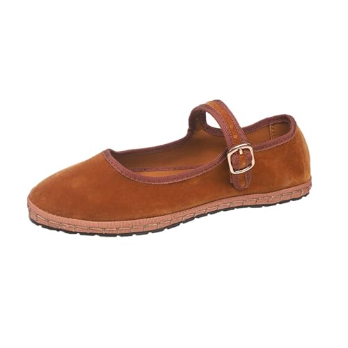 Velvet Mary Janes Ballerines plates en daim pour femme Rouge automne 2024 Y2k, kaki, 38 EU