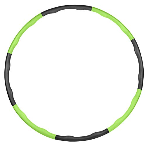 Mture Hula Hoop zur Gewichtsreduktion, Einstellbares Breit und Gewicht Hula-Hoop-Reife mit hohe qualität Schaumstoff für Fitness und milde Massage, Geeignet für Erwachsene und Kinder (Grau Grün)