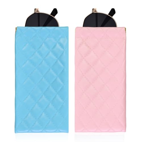 Image of Double Eyeglass Case Soft Dual Glasses Case for Women Men Travel Squeeze Top Sunglasses Cases Eyeglasses Pouch