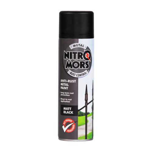 Nitromors Matt Black Metal Spray Paint 500 ml - UV & Fade Resistant for Metal Doors Garden Furniture Gates - No Primer Needed Rust Protection