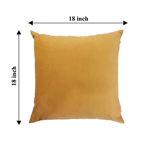 Rely+ Pack Of 2 Velvet Throw Pillow Cover Yellow 18X18 Inch - Solid Pattern Square Throw Pillow Case - Decorative Soft Cushion Cover For Bedroom, Farmhouse, Sofa, Bed, Chair, Couch Car-Cover #TOP4